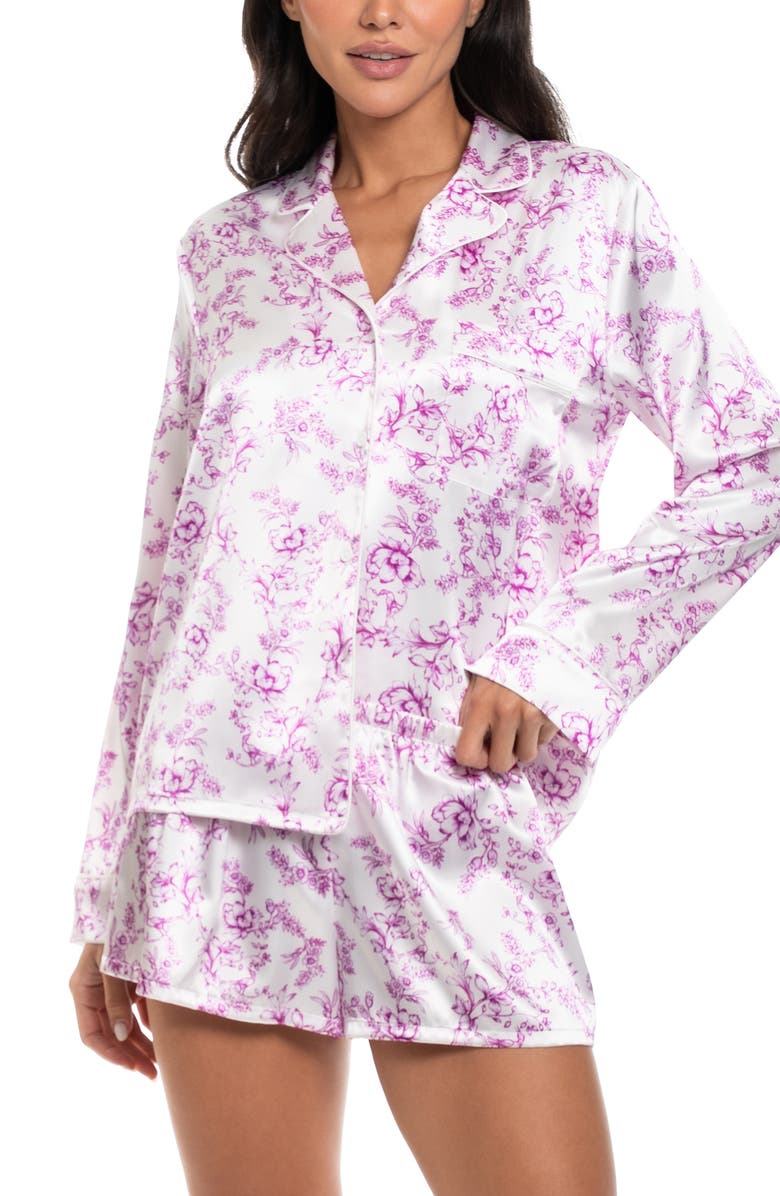 In Bloom by Jonquil Catelin Floral Short Pajamas, Alternate, color, Ivory/ Pink Toile