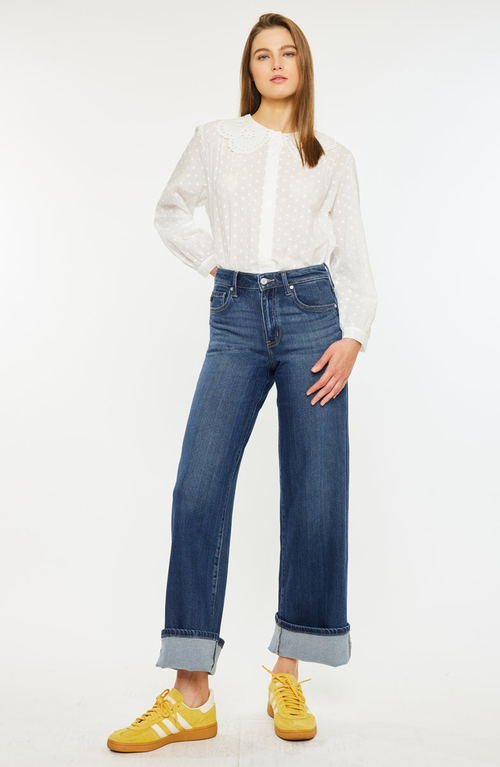 Kancan Samara High Rise Wide Leg Jeans In Blue