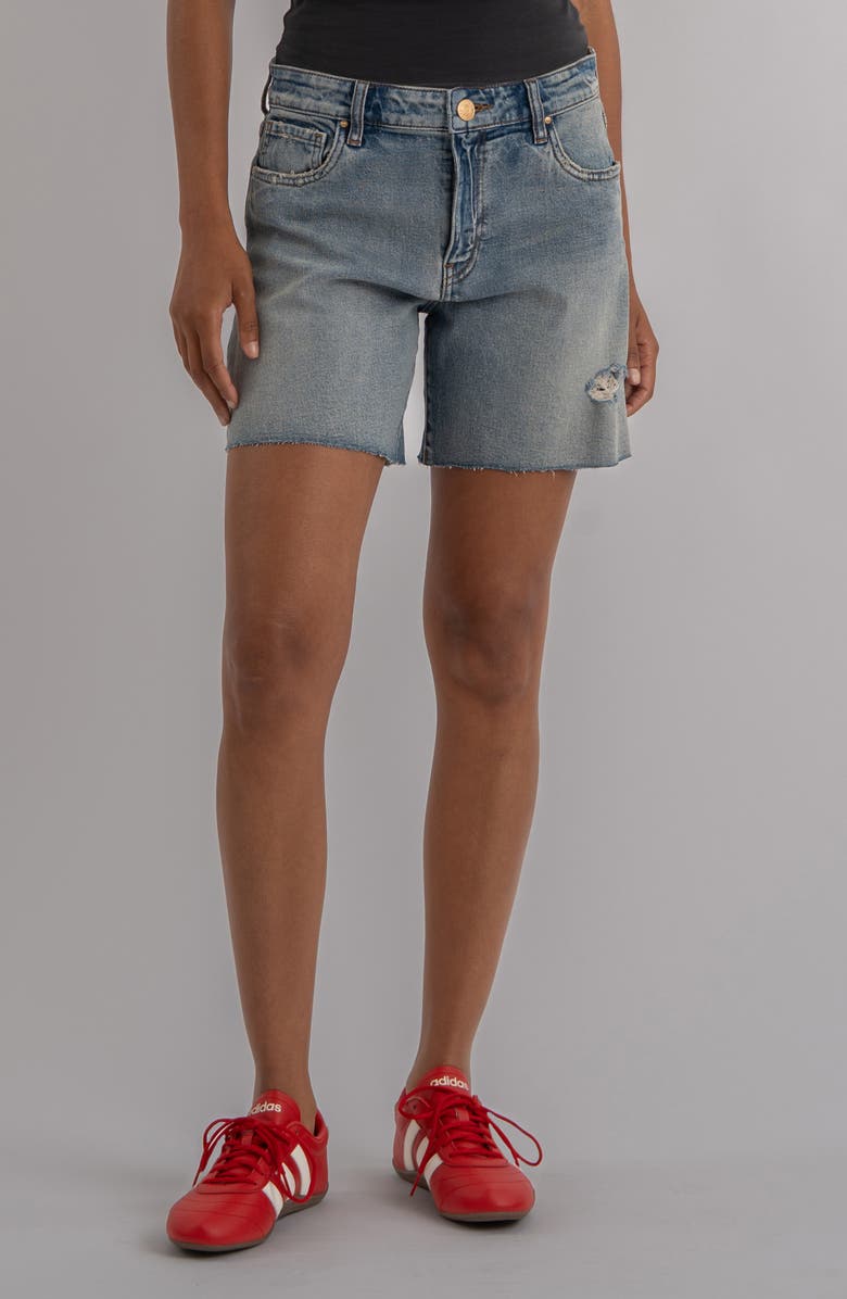 KUT from the Kloth Hailey Raw Hem High Waist Denim Shorts, Main, color, Bliss