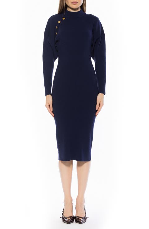 INDIGO MIDI KNIT DRESS