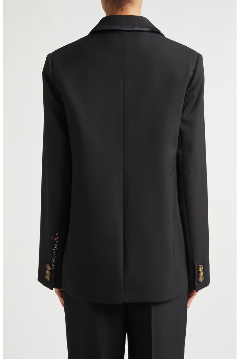 Mending Logo Single Breasted Tropical Wool Blazer, Alternate, color, 00N99 BLACK