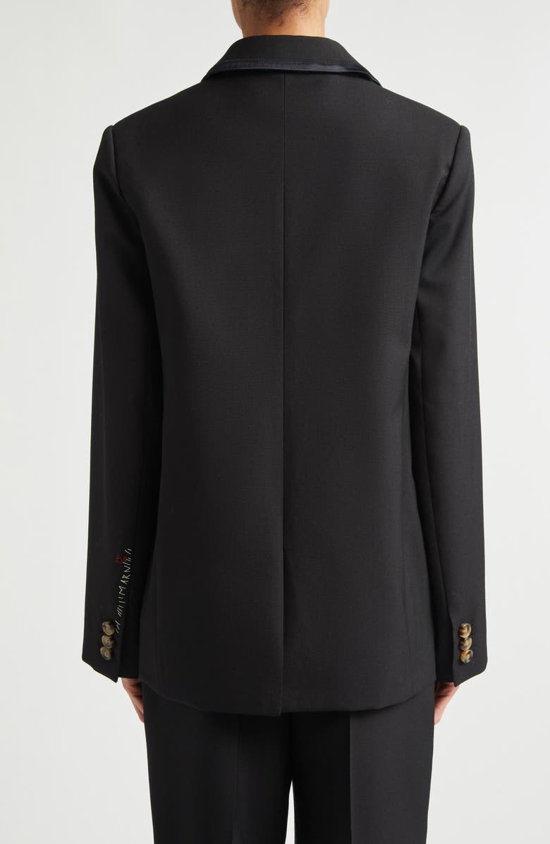 Marni Mending Logo Single Breasted Tropical Wool Blazer, Alternate, color, 00N99 Black