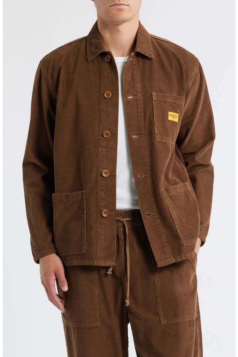 Organic Cotton Corduroy Button-Up Chore Coat, Main, color, BARK