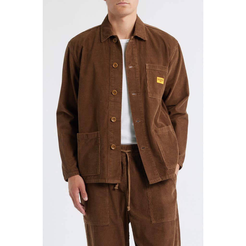 Service Works Organic Cotton Corduroy Button-up Chore Coat In Brown