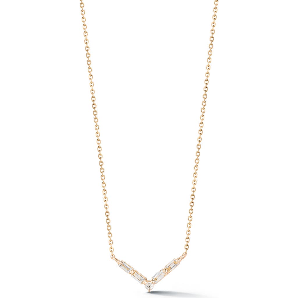 Dana Rebecca Designs Sadie Pearl Mini V-Shape Necklace in Yellow Gold at Nordstrom, Size 18"