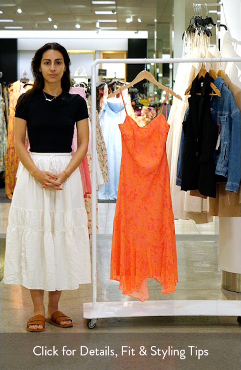 Floral Handkerchief Asymmetric Ruffle Hem Dress, sales video thumbnail