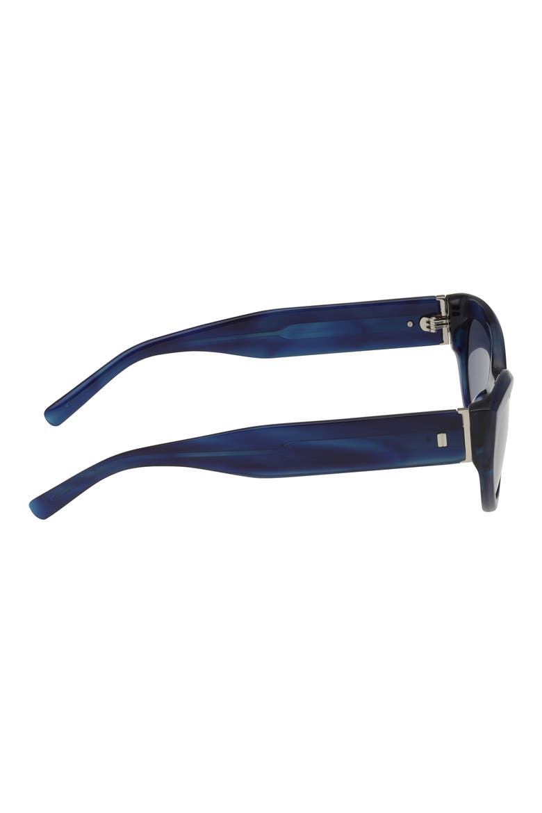 52mm Cat Eye Sunglasses, Alternate, color, HORN / BLUE LENS