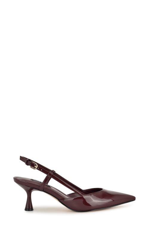 Nine West Rhonda Slingback Pointed Toe Kitten Heel Pump In Burgundy