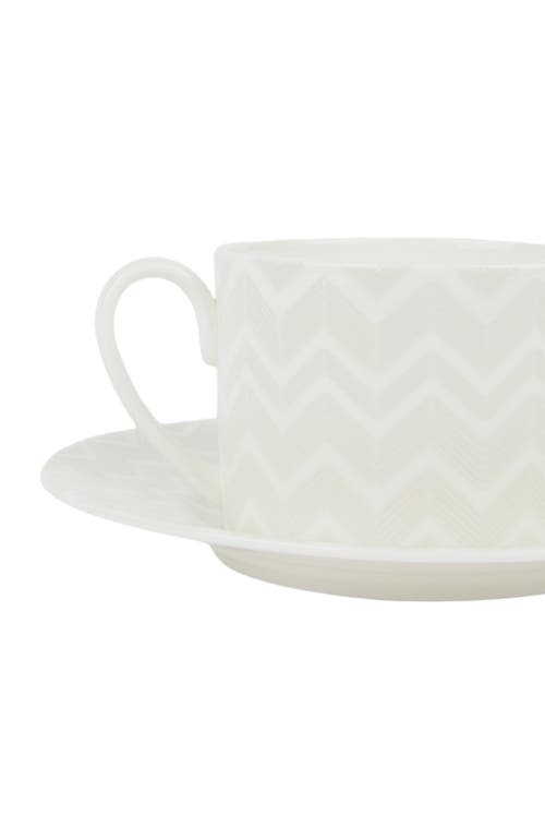 Missoni Home Zigzag White Set Of 2 Tea Cups & Saucers In White