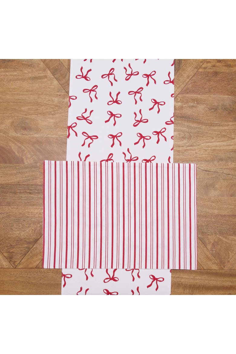 Holiday Bows and Ribbons Christmas Set of 6 Placemats 14" x 20", Alternate, color, White