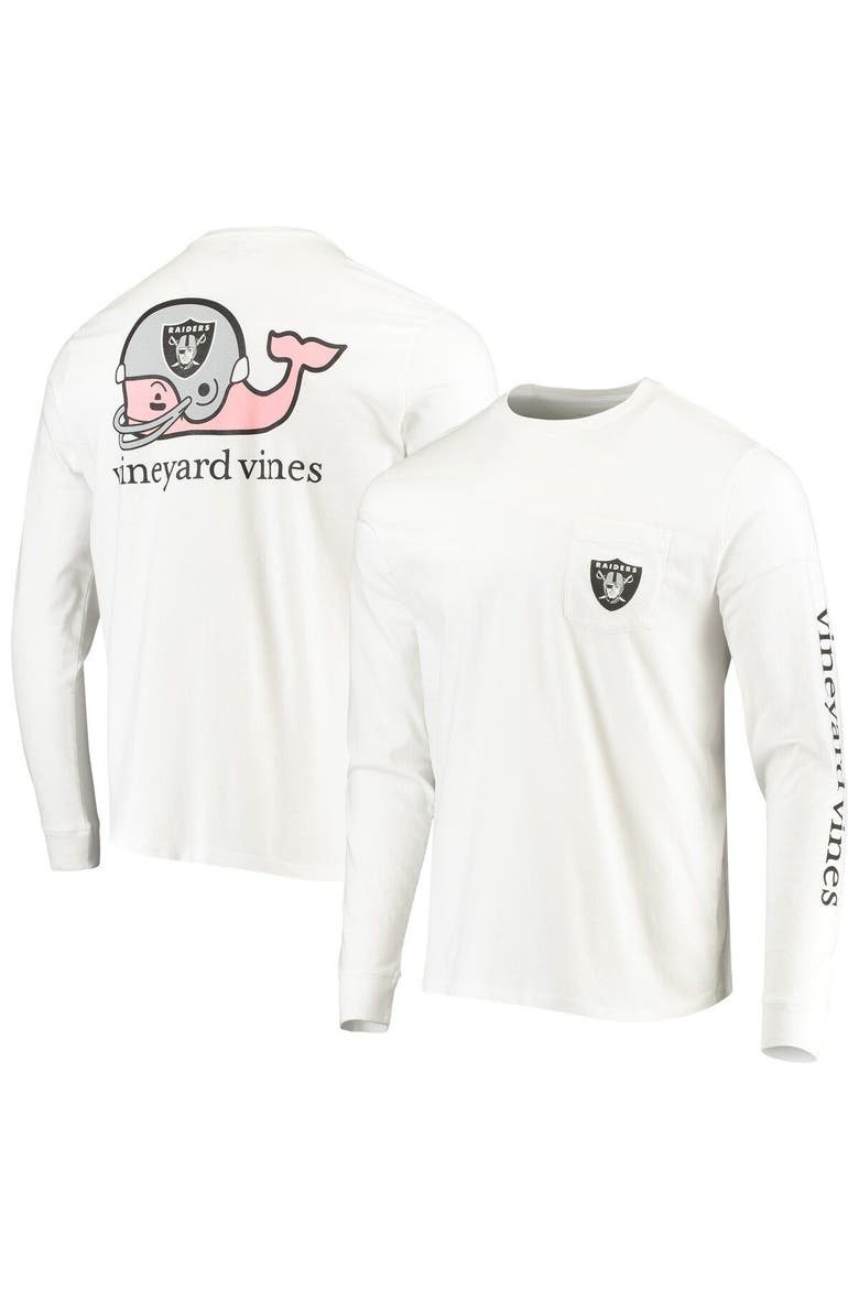 Men's Vineyard Vines White Las Vegas Raiders Whale Helmet Long Sleeve T-Shirt, Alternate, color, White