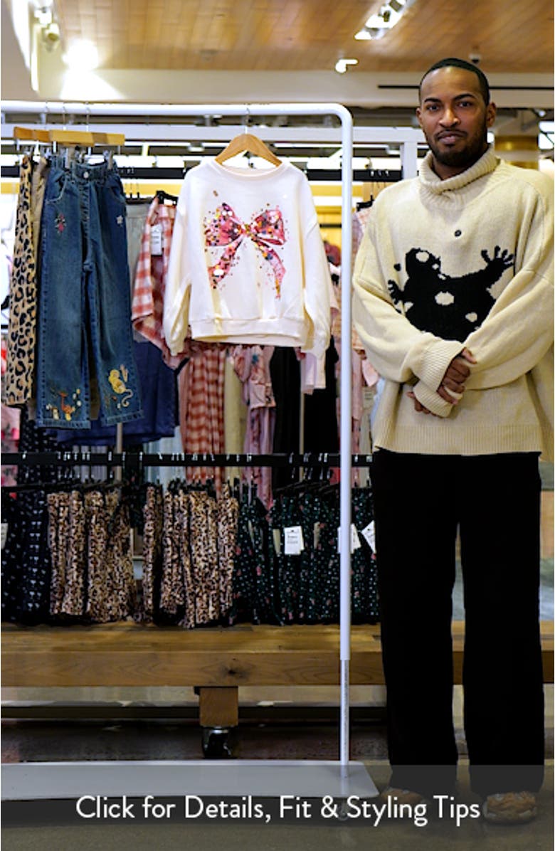 Kids' Sequin Embellished Bow Graphic Sweatshirt, sales video thumbnail