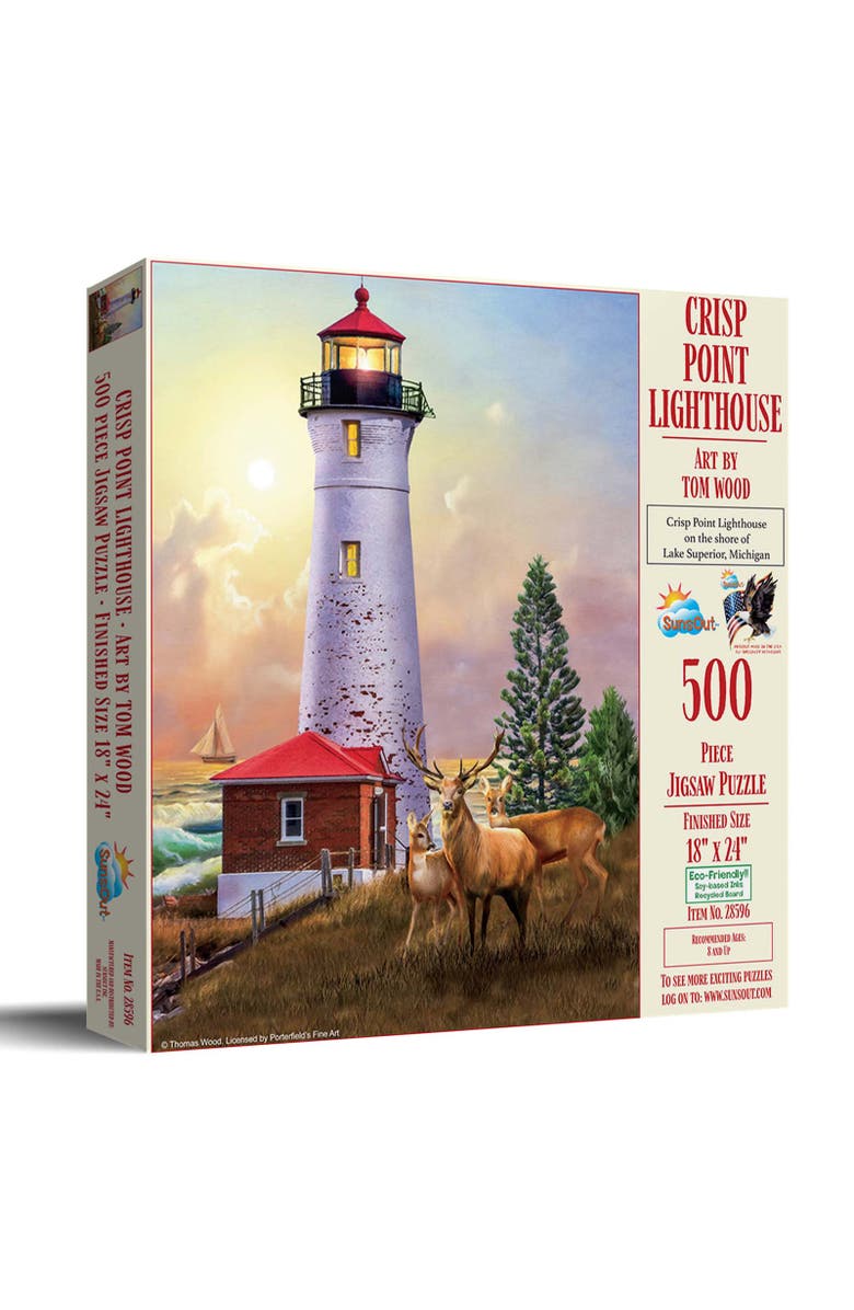Sunsout Crisp Point Lighthouse 500 piece Jigsaw Puzzle for Adults, Main, color, Multicolor