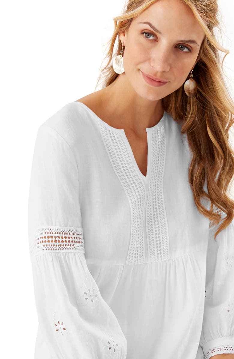 Tommy Bahama St. Lucia Split Neck Linen Blend Cover-Up Dress, Alternate, color, 