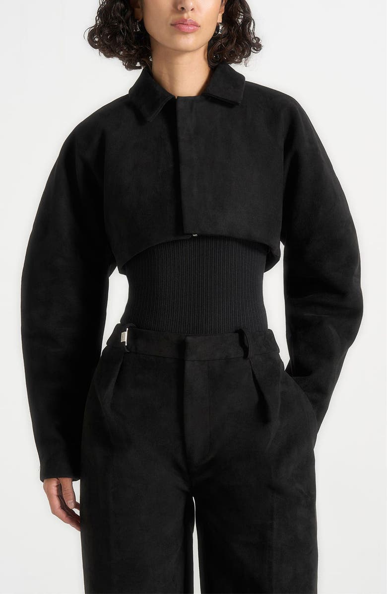 Manière De Voir Elya Suede Super Cropped Jacket, Alternate, color, Black