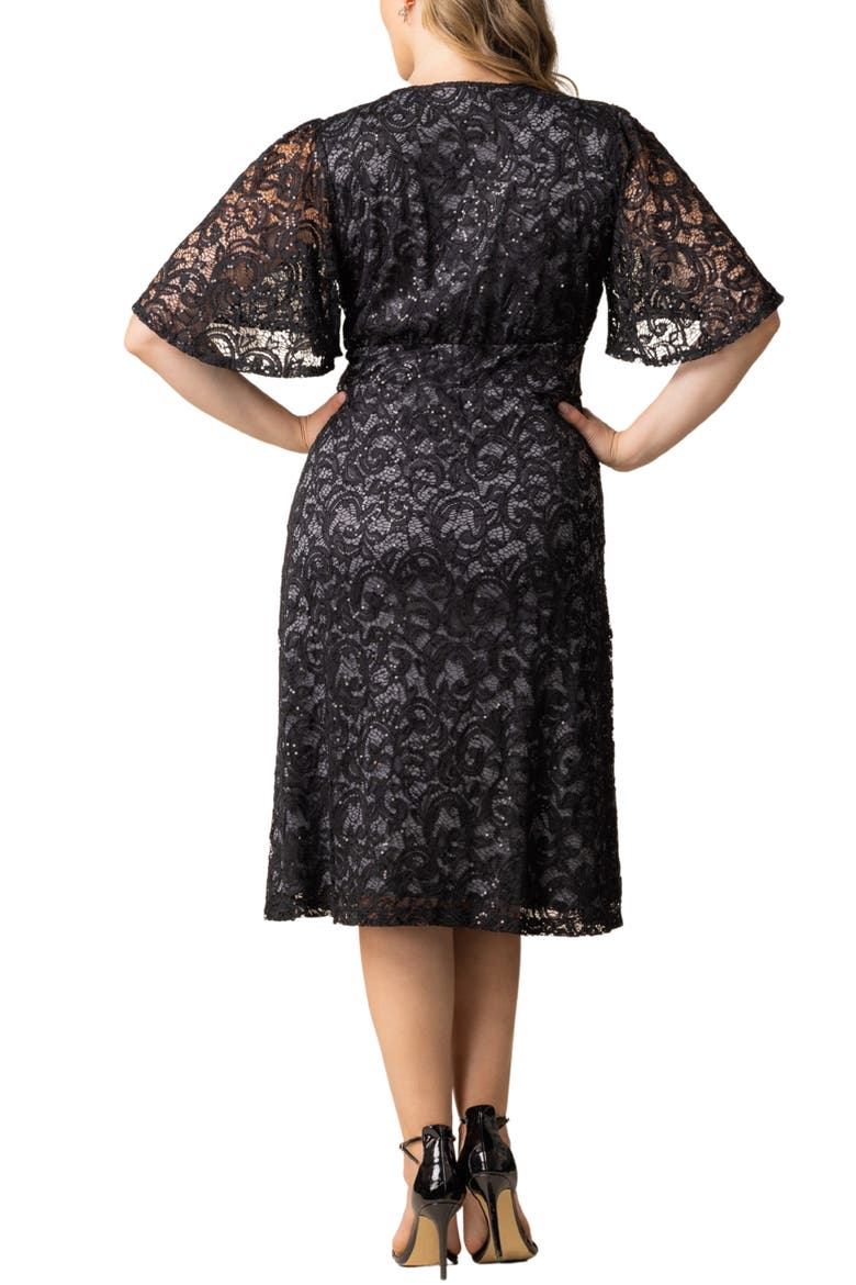 Starry Sequin Lace Fit & Flare Cocktail Dress, Alternate, color, STORM GREY