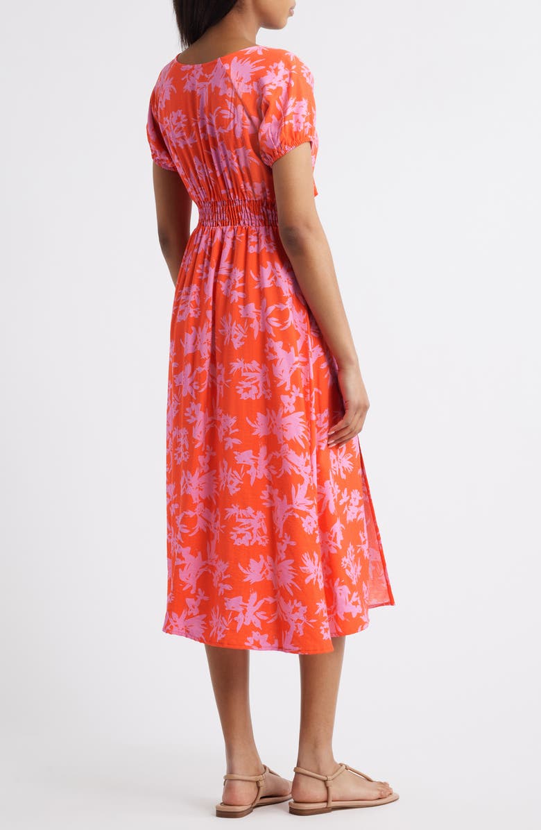 Loveappella Tie Front Slit Midi Dress, Alternate, color, Red/ Pink