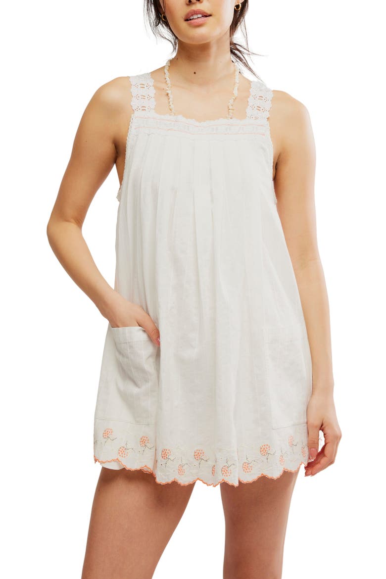 Latecia Embroidered Cotton Babydoll Minidress, Alternate, color, IVORY COMBO