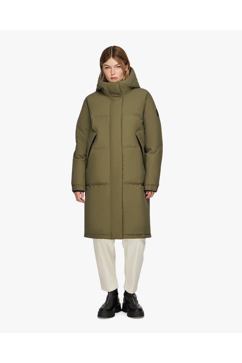 INES | Hooded Down Winter Jacket, Alternate, color, Sage