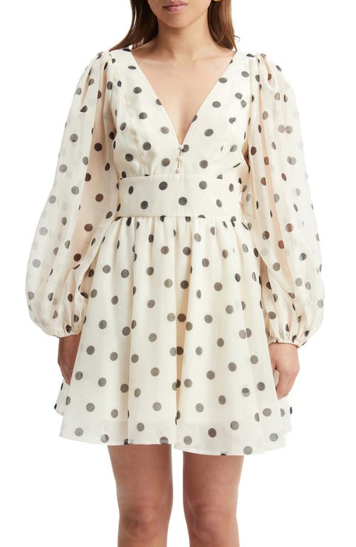 Bardot Eva Polka Dot Long Sleeve Minidress