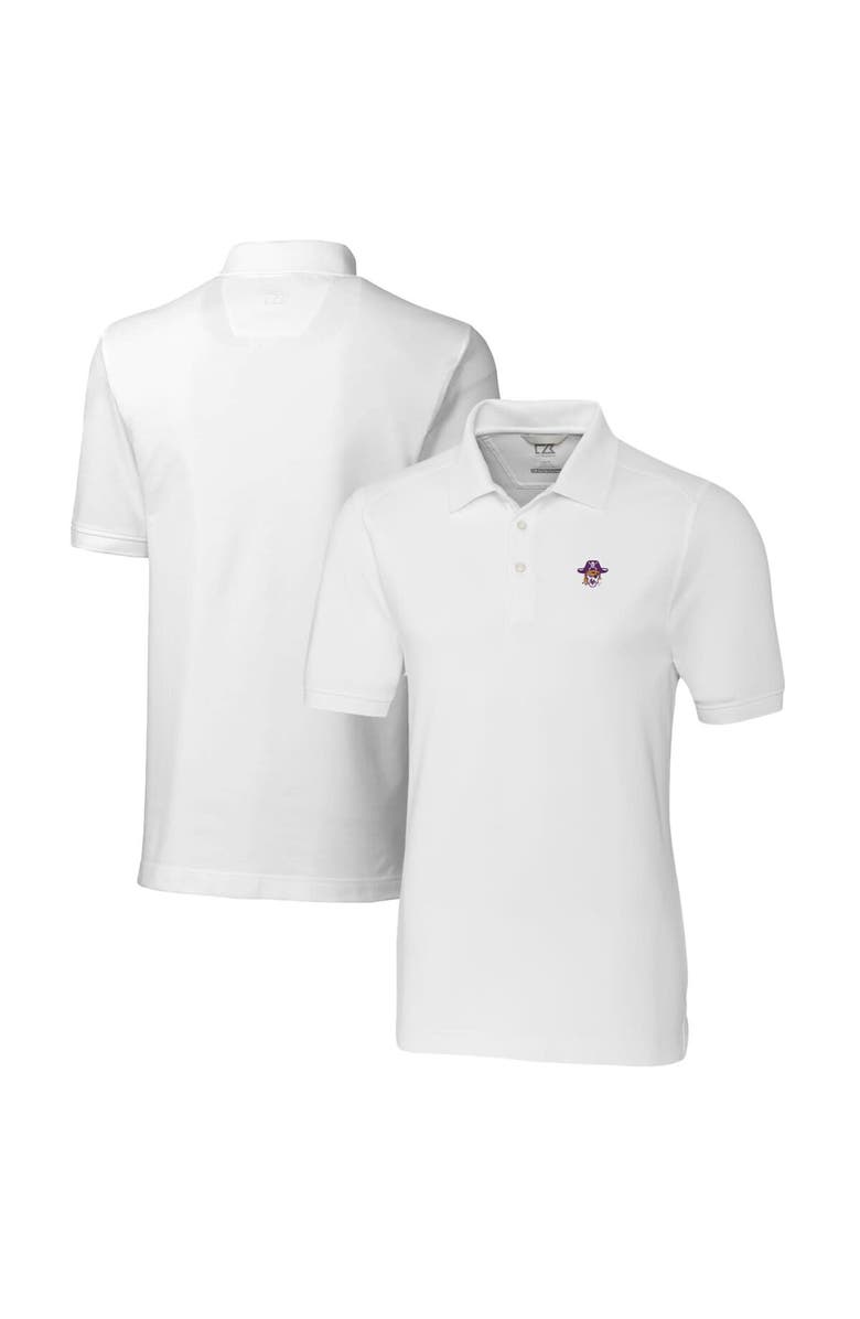 Cutter & Buck Men's Cutter & Buck White ECU Pirates Advantage Tri-Blend DryTec Pique Polo, Main, color, 
