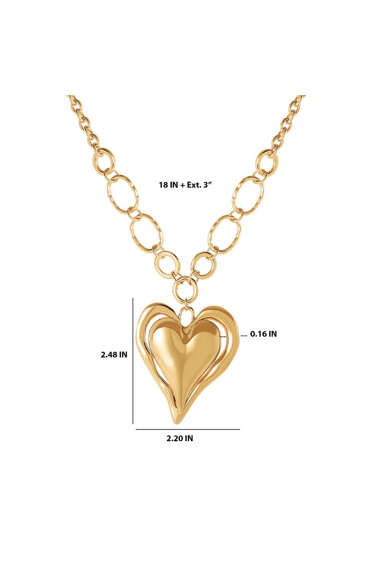 Linked Chain Heart Pendant Necklace, Alternate, color, Gold