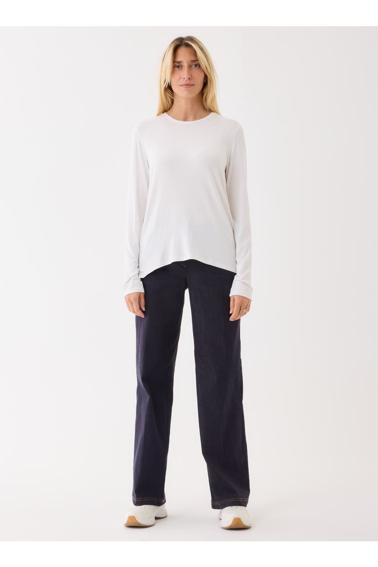 Soft Touch Semi Relaxed Long Sleeve Crewneck T-Shirt, Alternate, color, BLANC