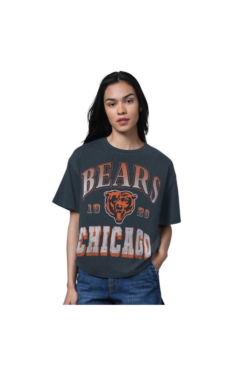 STARTER Women's Starter Heather Navy Chicago Bears Oversized Hall of Fame T-Shirt, Main, color, Heather Navy