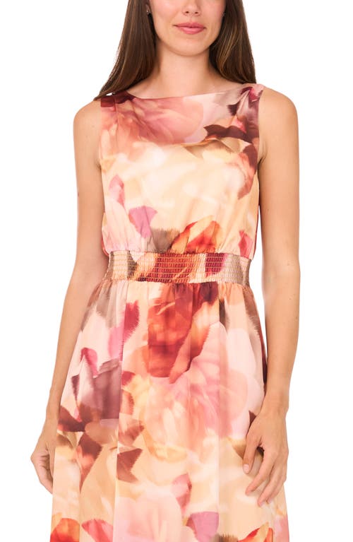 Halogenr Halogen(r) Blurred Floral Smocked Waist Maxi Dress In Pink