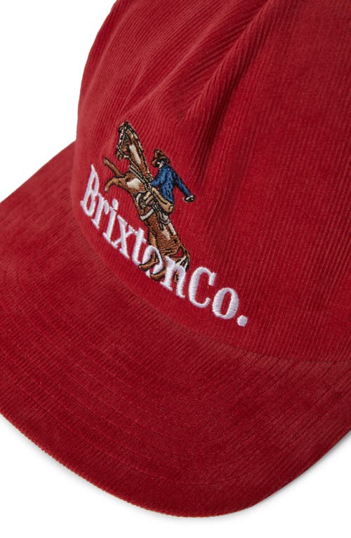Brixton Inwood Corduroy Snapback Baseball Cap In Red