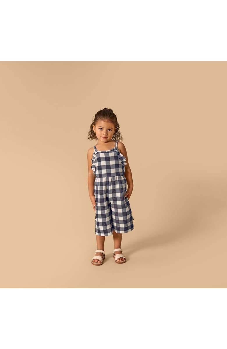 Modern Moments<sup>™</sup> by Gerber Girls' Ruffle Wide Leg Romper, Alternate, color, Dark Grey Gingham