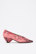 Bimba y Lola Leather Medium Heel Court Shoe