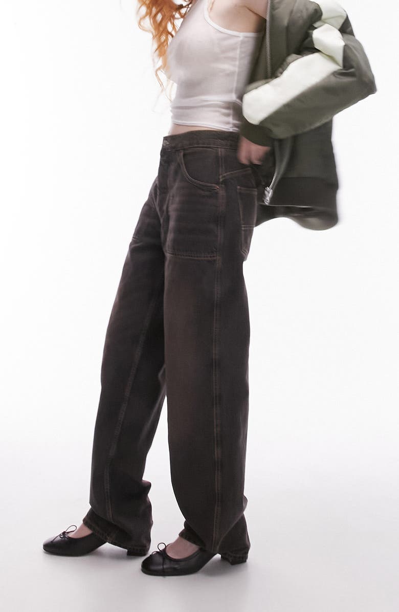 Topshop Relaxed Carpenter Jeans, Alternate, color, 