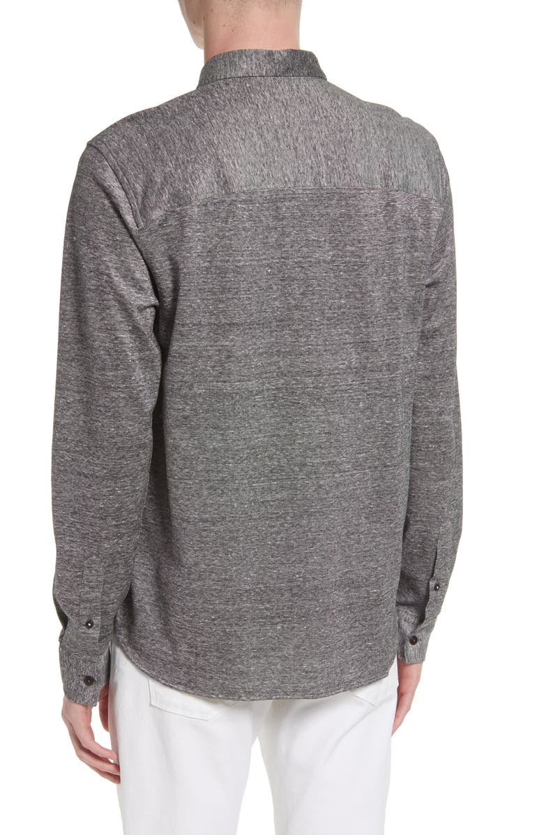 Ted Baker London Mitre Knit Linen & Cotton Button-Up Shirt, Alternate, color, 