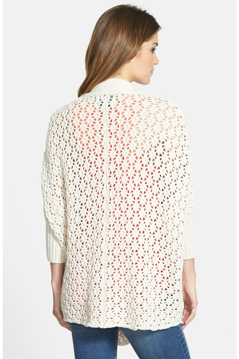 Crochet Knit Long Cardigan, Alternate, color, NIGORI