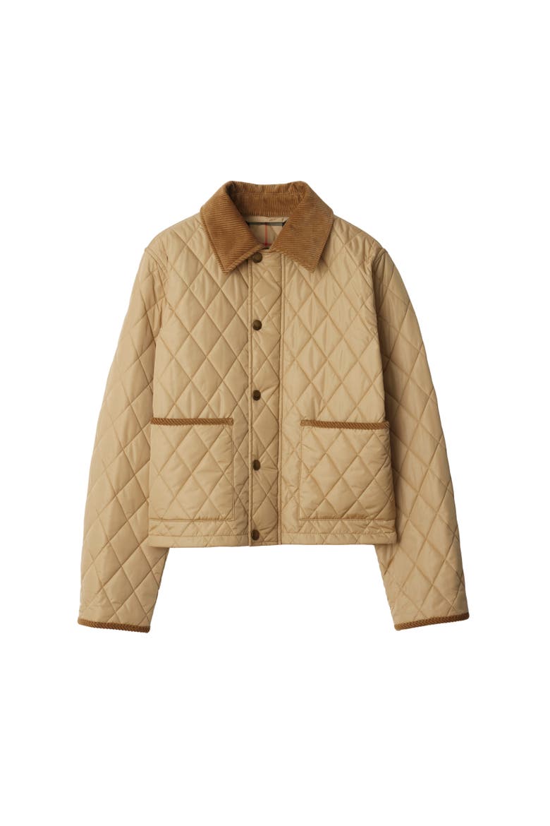 Cropped Quilted Nylon Jacket, Alternate, color, Flax beige/sand beige