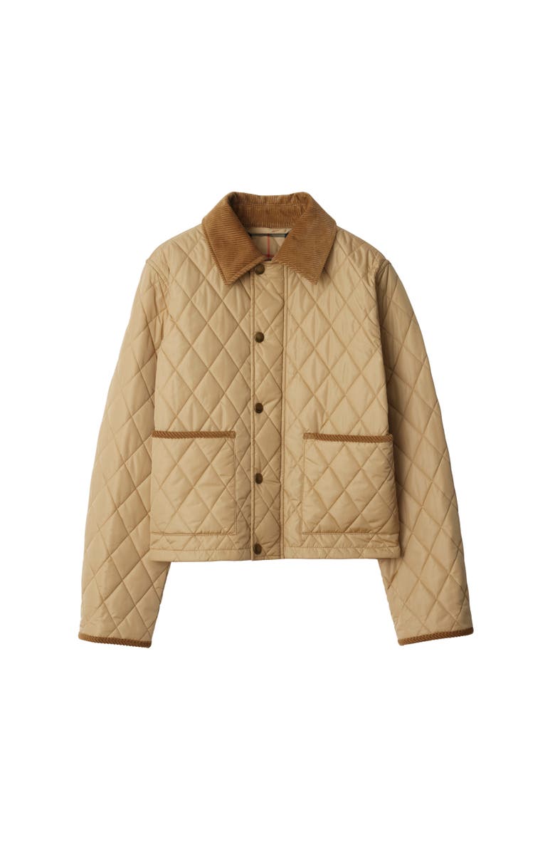 Burberry Cropped Quilted Nylon Jacket, Alternate, color, Flax Beige/Sand Beige