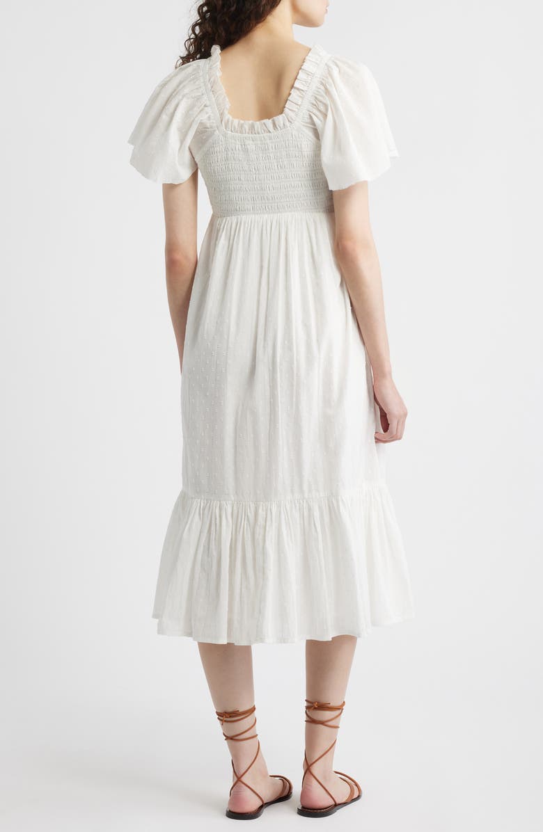 Cleobella Ashlyn Organic Cotton Dobby Midi Dress, Alternate, color, Ivory