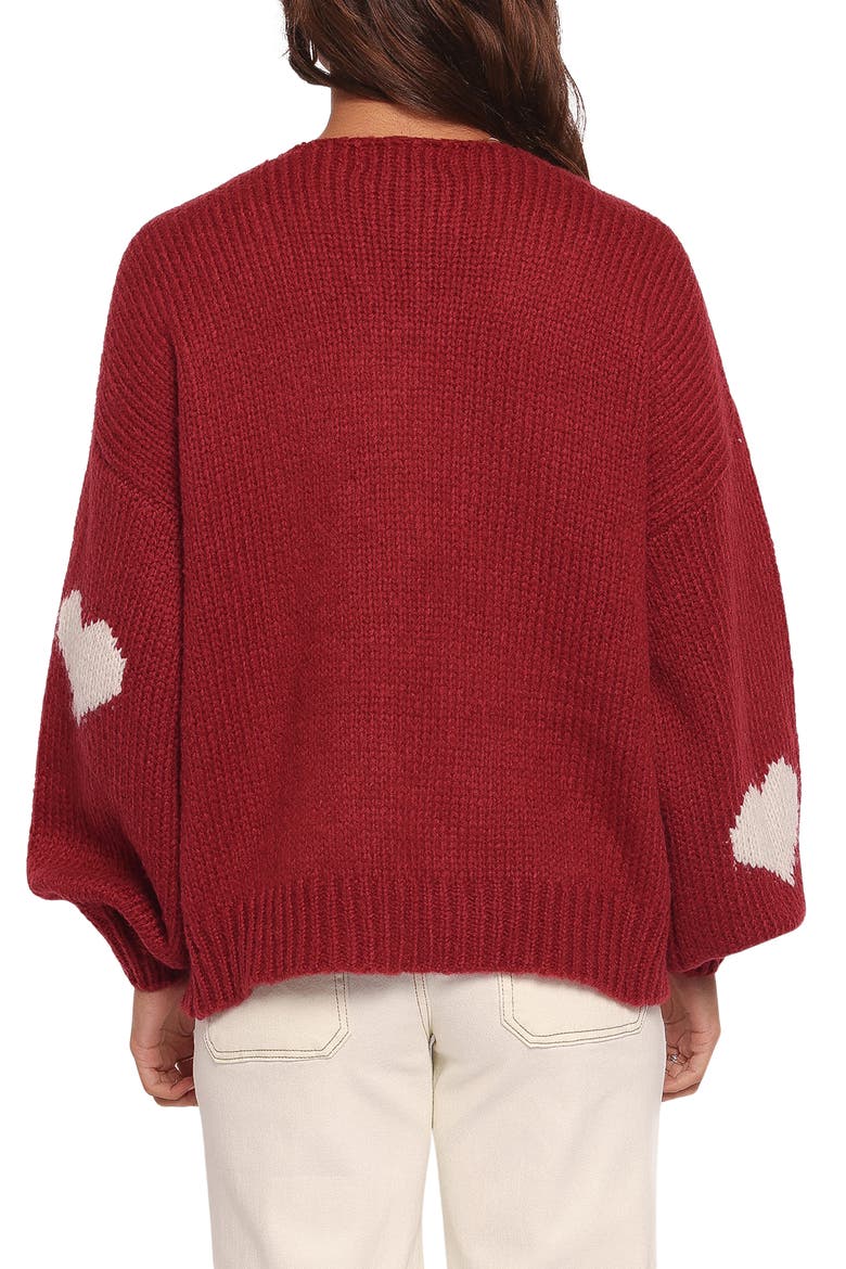 Nadine Hearts Tie Front Cardigan, Alternate, color, WINE