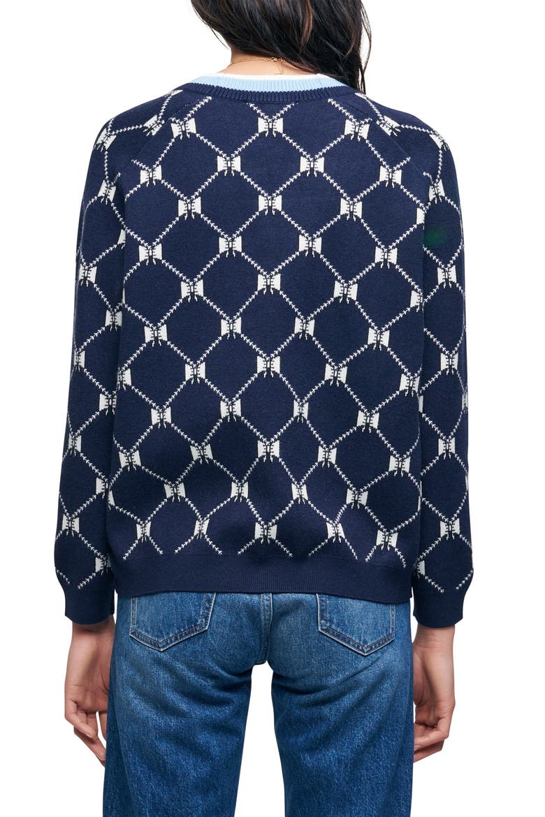 Bows Cardigan Sweater, Alternate, color, NAVY