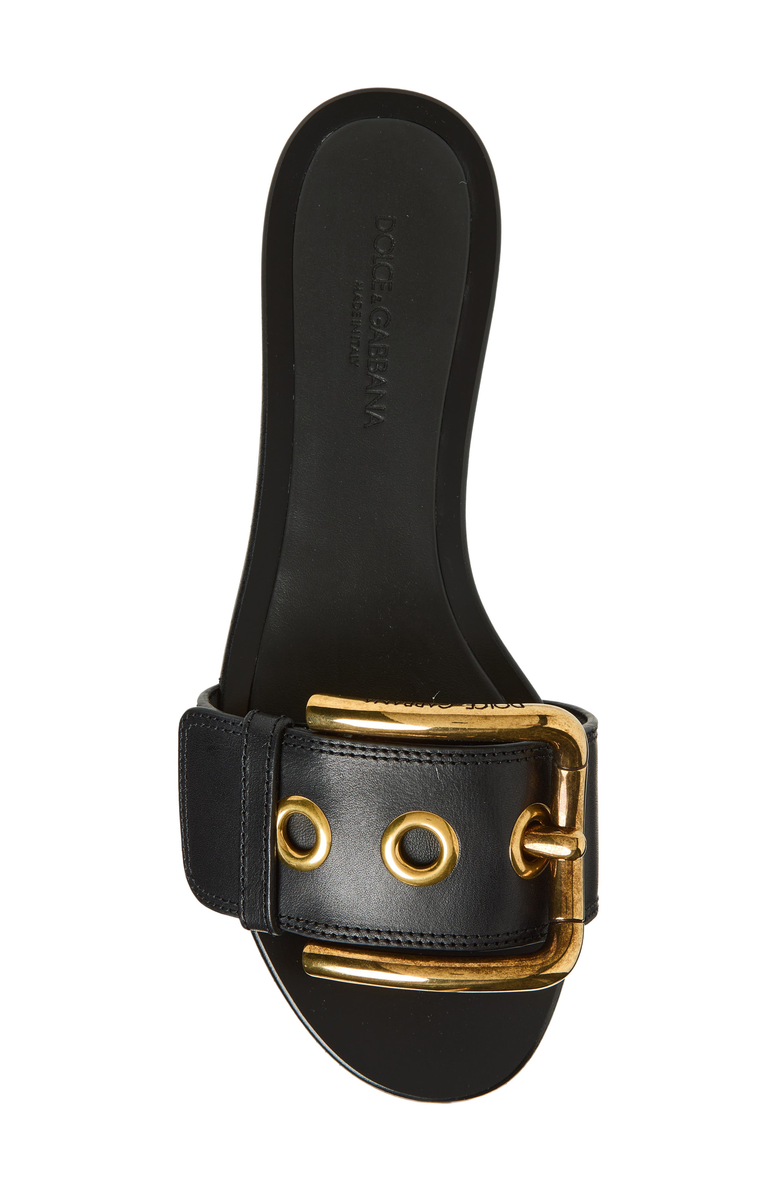 Dolce&Gabbana Buckle Slide Sandal, Alternate, color, Nero