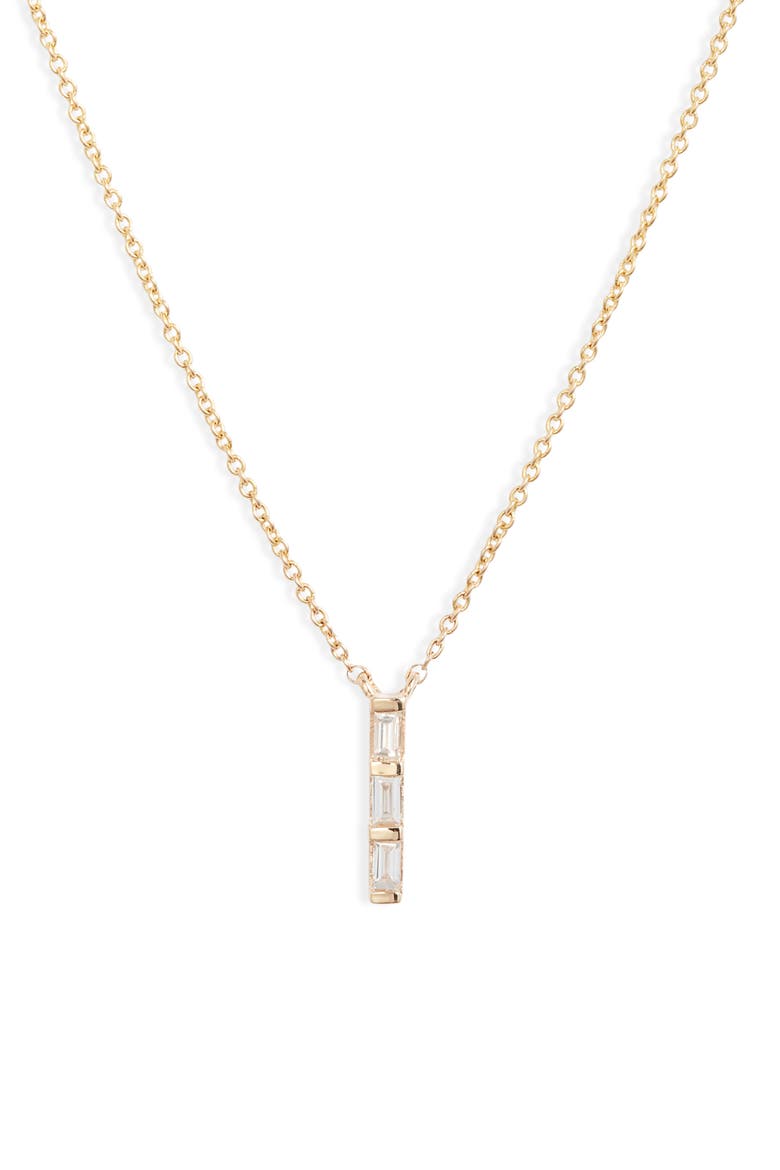 Sadie Diamond Baguette Pendant Necklace, Main, color, YELLOW GOLD/ DIAMOND