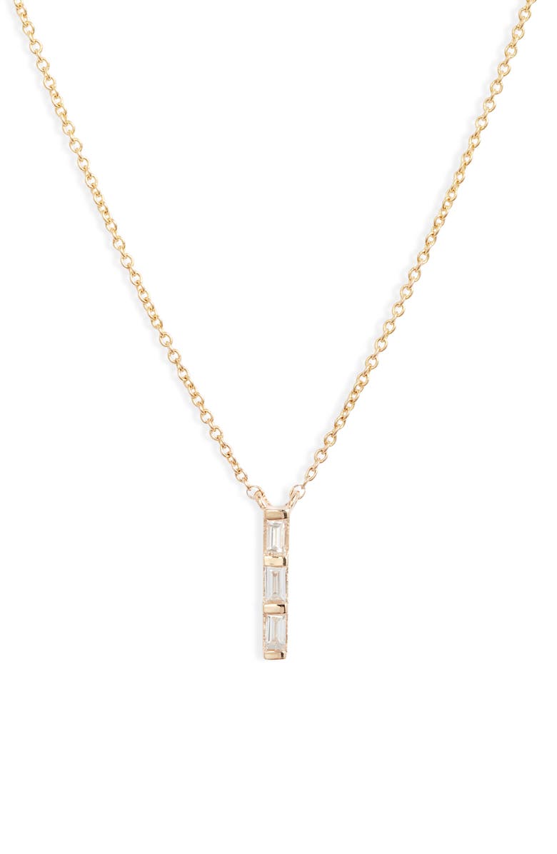 Dana Rebecca Designs Sadie Diamond Baguette Pendant Necklace, Main, color, 