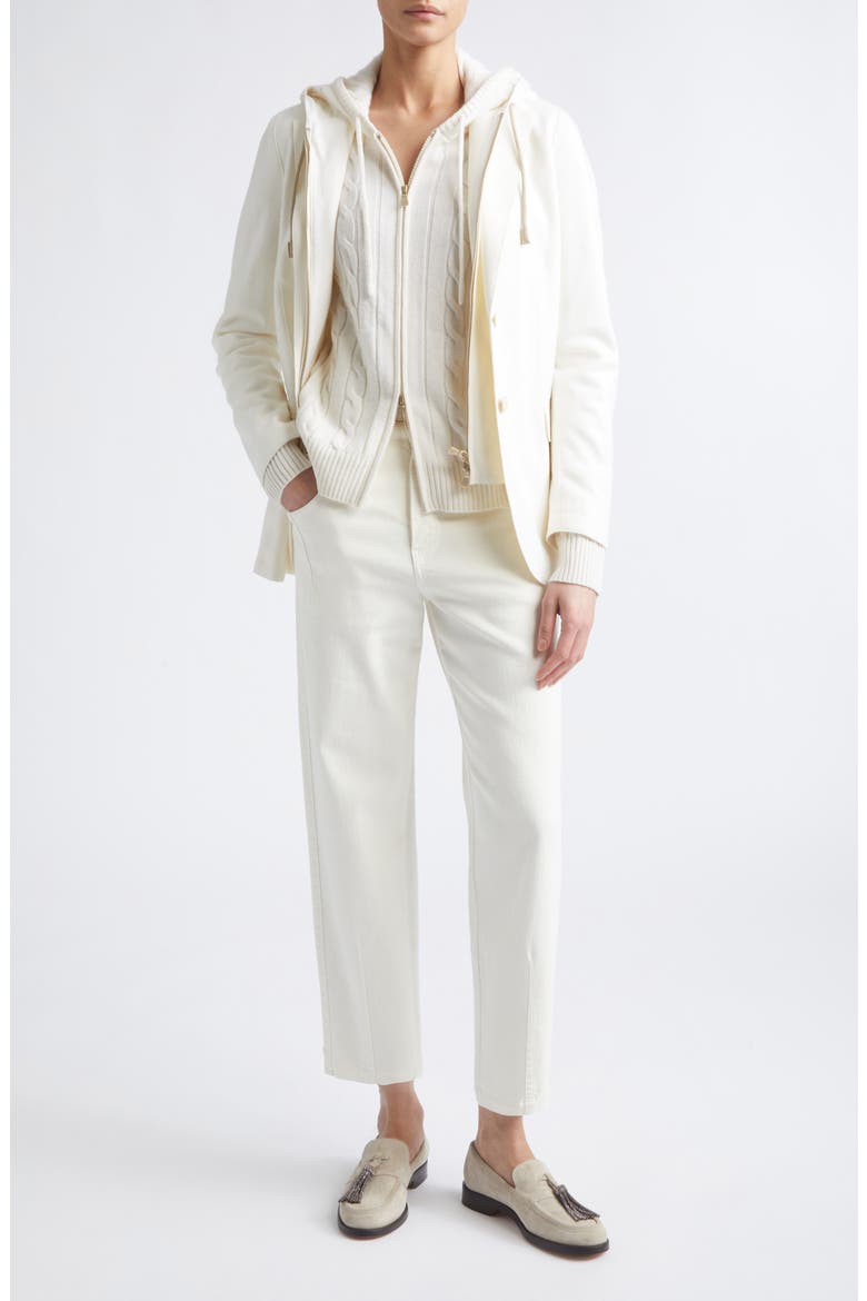 Virgin Wool Blend Jacket with Hooded Bib, Main, color, 150 CREAM