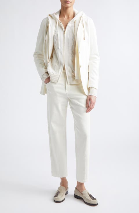 Virgin Wool Blend Jacket with Hooded Bib