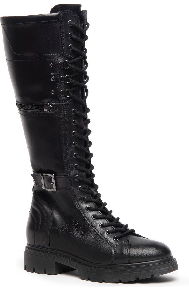 NeroGiardini Lace-Up Buckle Combat Boot, Main, color,