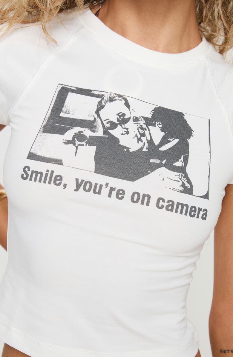 Princess Polly Lights, Camera Graphic Baby Tee, Alternate, color, 