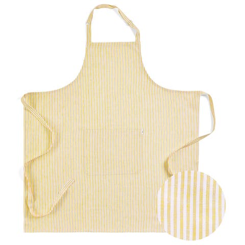 Linen Bib Apron with Adjustable Neck Strap & Center Pockets, 38 x 36 Inches