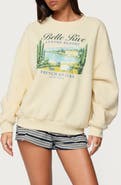 EDIKTED French Riviera Oversized Graphic Sweatshirt