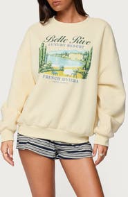 EDIKTED French Riviera Oversized Graphic Sweatshirt